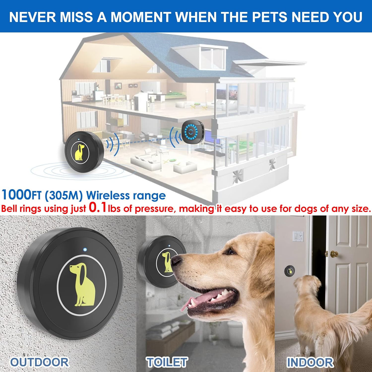 Close up of Lalolee touch-sensitive dog bell button