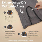 Close up of breathable stretch fabric on dog suit