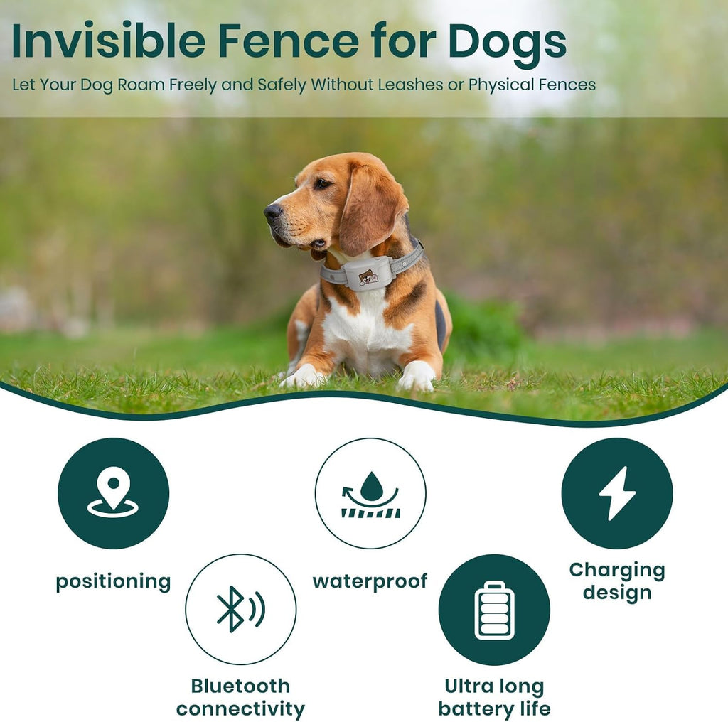 PetSafe smart pet containment collar displaying waterproof charging port and adjustable strap
