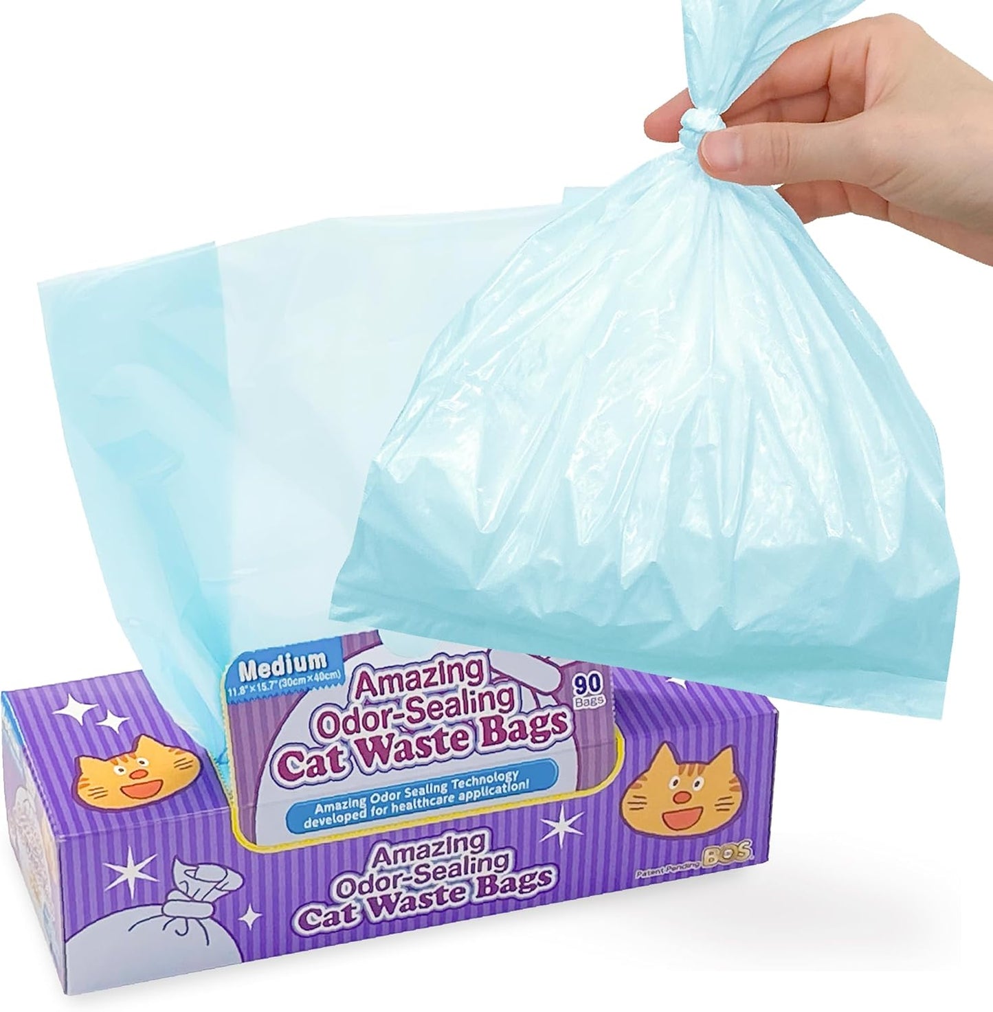 BOS Amazing Odor Sealing Cat Waste Disposal Bags - Durable and Unscented [Size: M, Color: Light blue] (90 Count, Pack of 2) (180 Bags) - Image 10