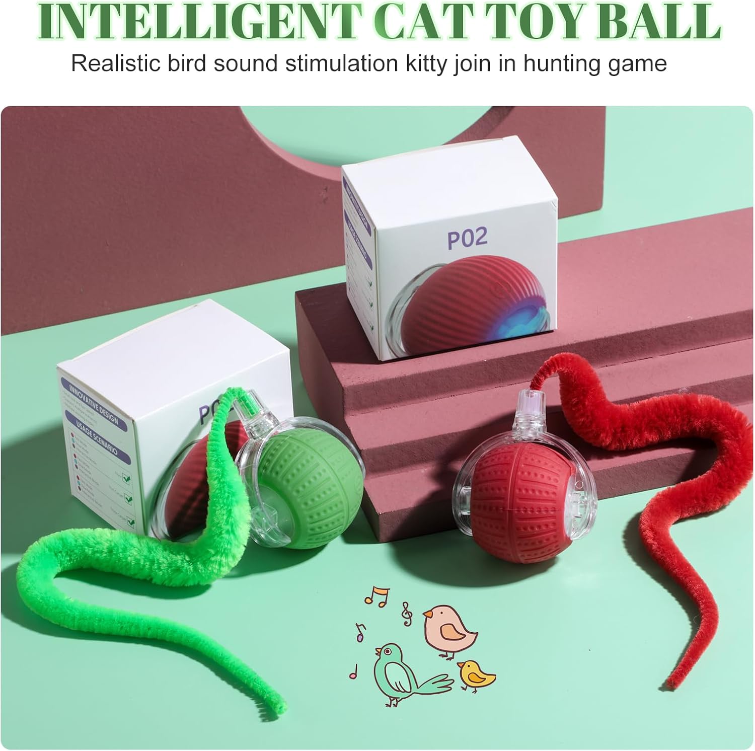 Nvted interactive cat ball set with USB charging cable