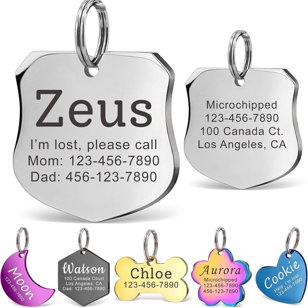 Anavia Personalized Pet ID Tags, Stainless Steel Glossy Laser Engraved Dog Cat Collar Name Tags, Multiple Colors Shapes Sizes (Cherry Blossom, Regular) - Image 15