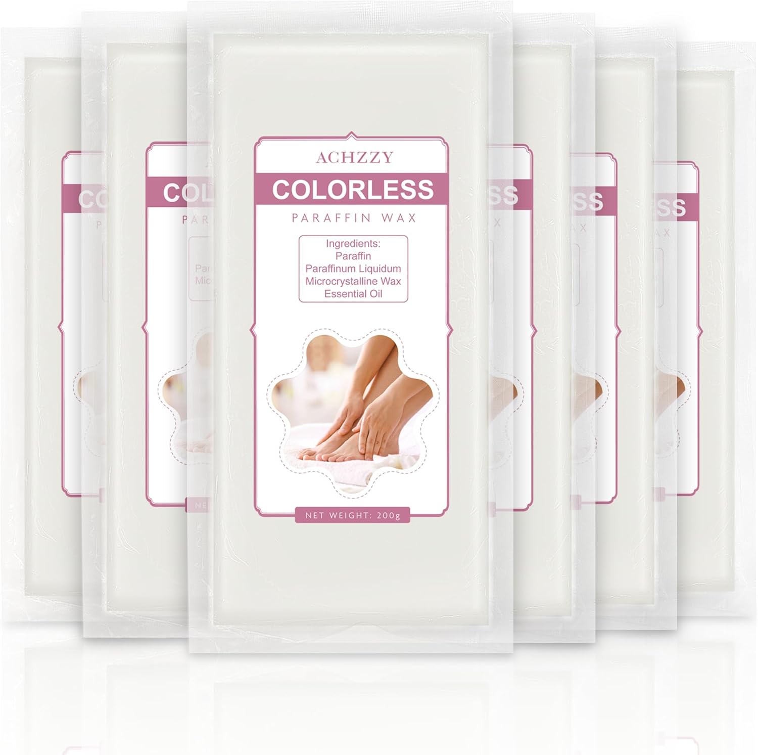 Achzzy natural paraffin wax refills six pack front view for deep skin hydration