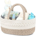 Maliton cotton rope diaper caddy front view on changing table