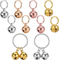 Xthrotsenk 10 Piece Cat Bell for Collar front view showing assorted vibrant colors and attachment rings.