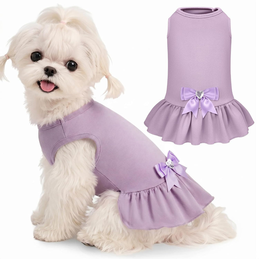 WOYYHO small dog dress front view purple princess tutu outfit