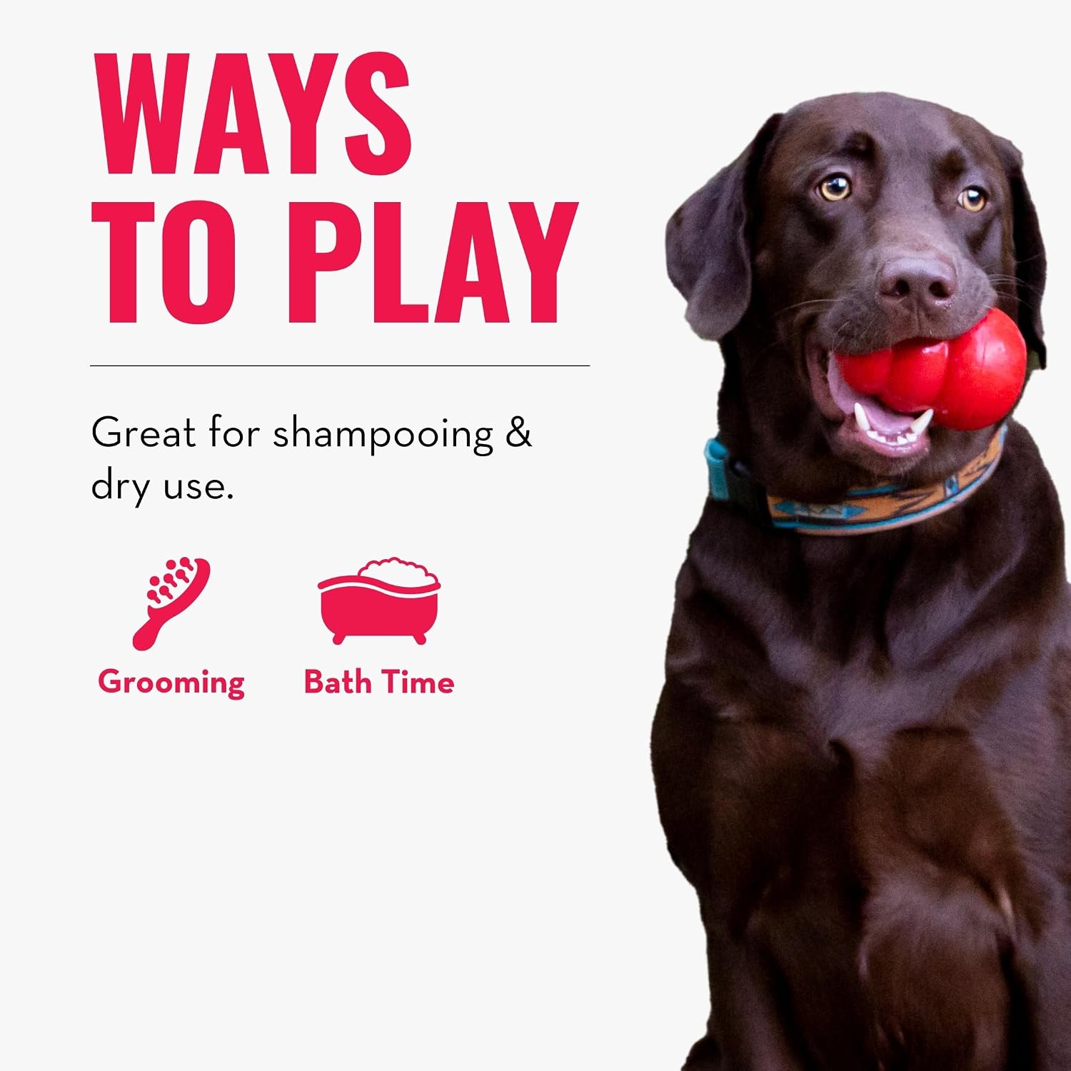 Ergonomic KONG ZoomGroom pet massager brush packaging view for large dog breeds.