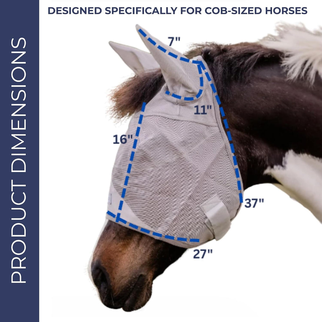 Adjustable closure straps and padded fleece edges of TUFFTEQ medium size fly mask