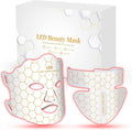 Yahi Red Light Photon Facial and Neck Mask front view showcasing the white portable beauty device with remote control.