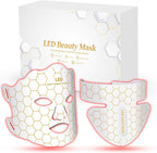 Yahi Red Light Photon Facial and Neck Mask front view showcasing the white portable beauty device with remote control.