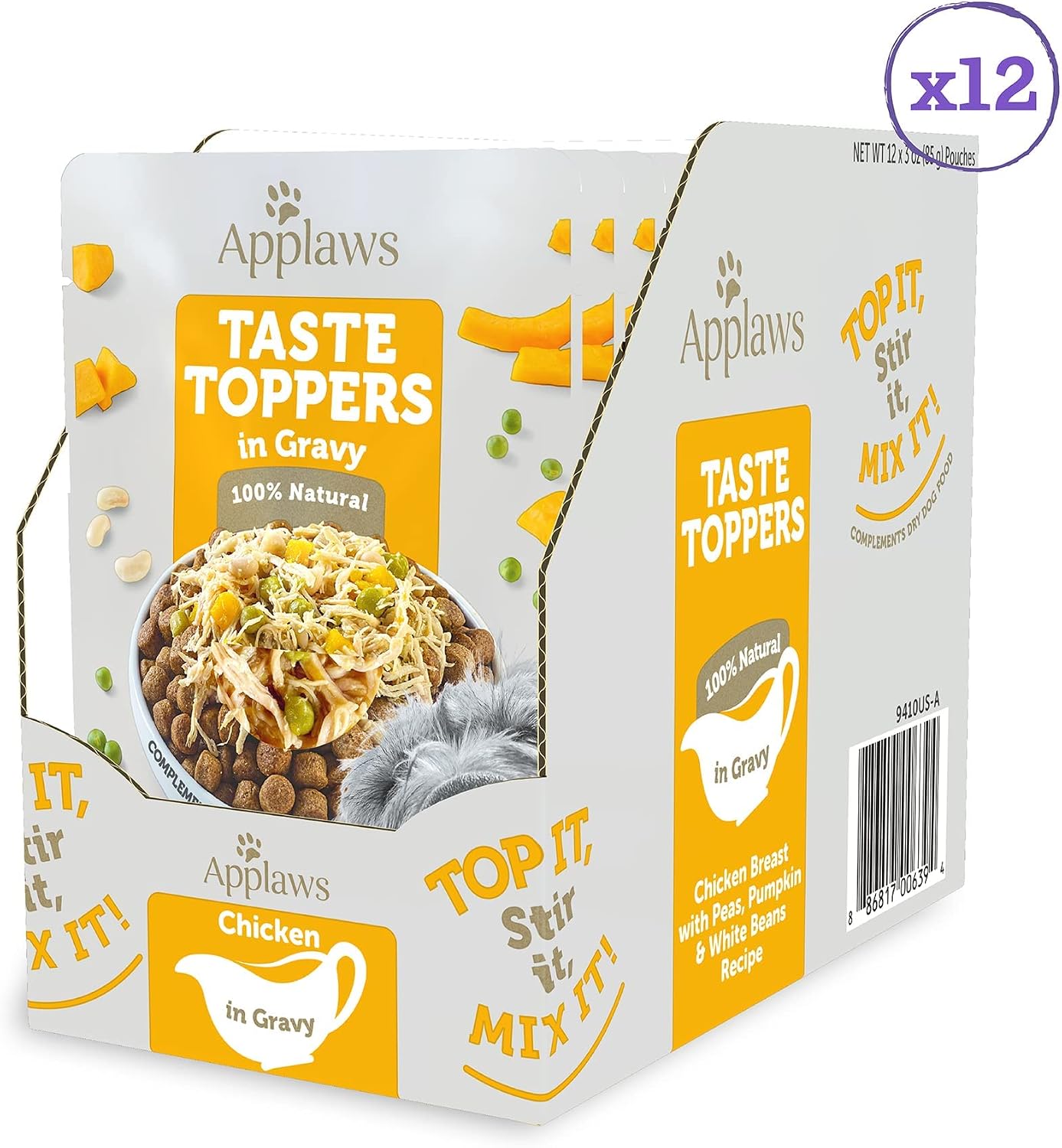 Applaws Taste Toppers 12 pack of 3 Ounce pouches retail box