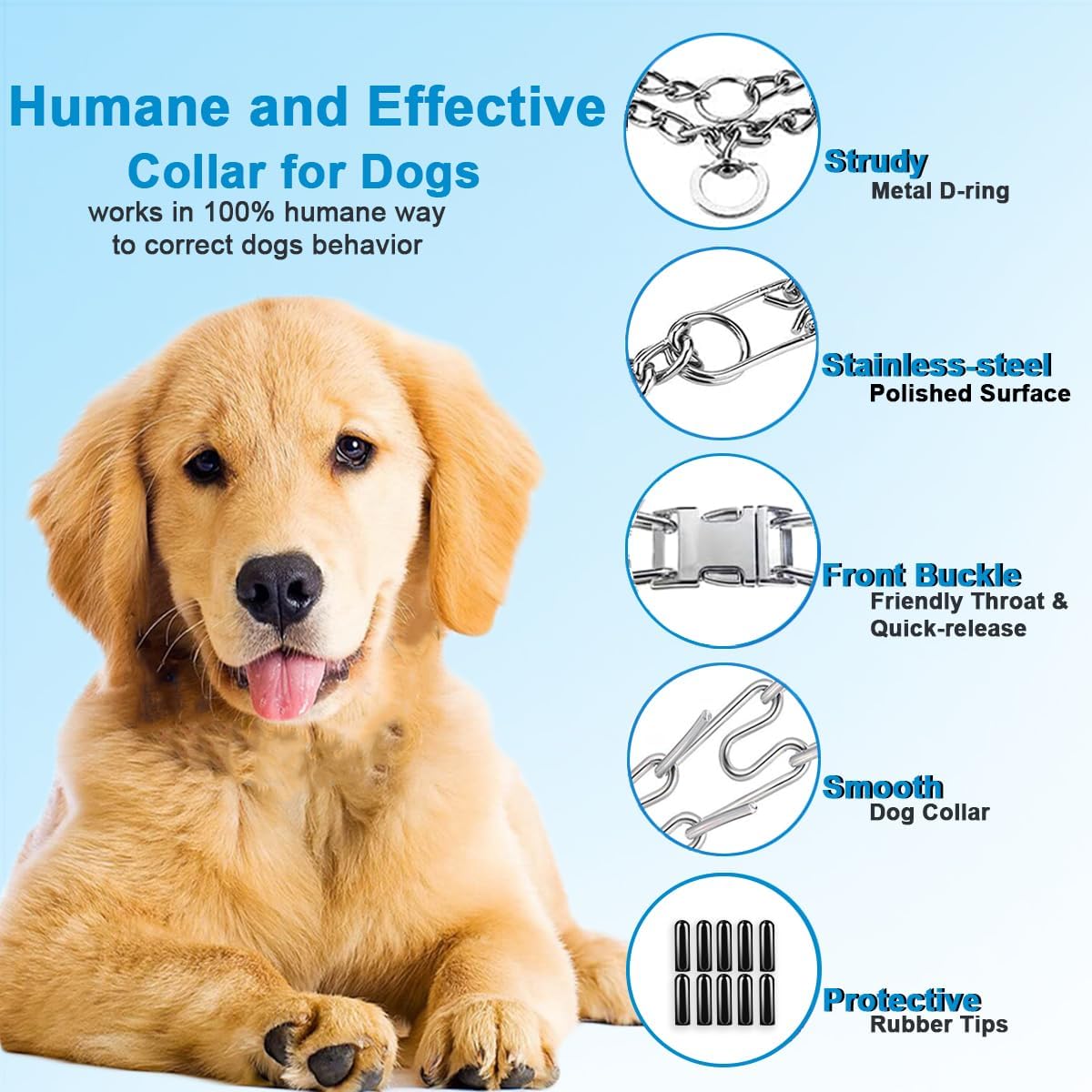 Adjustable no pull training collar links showing removable sections