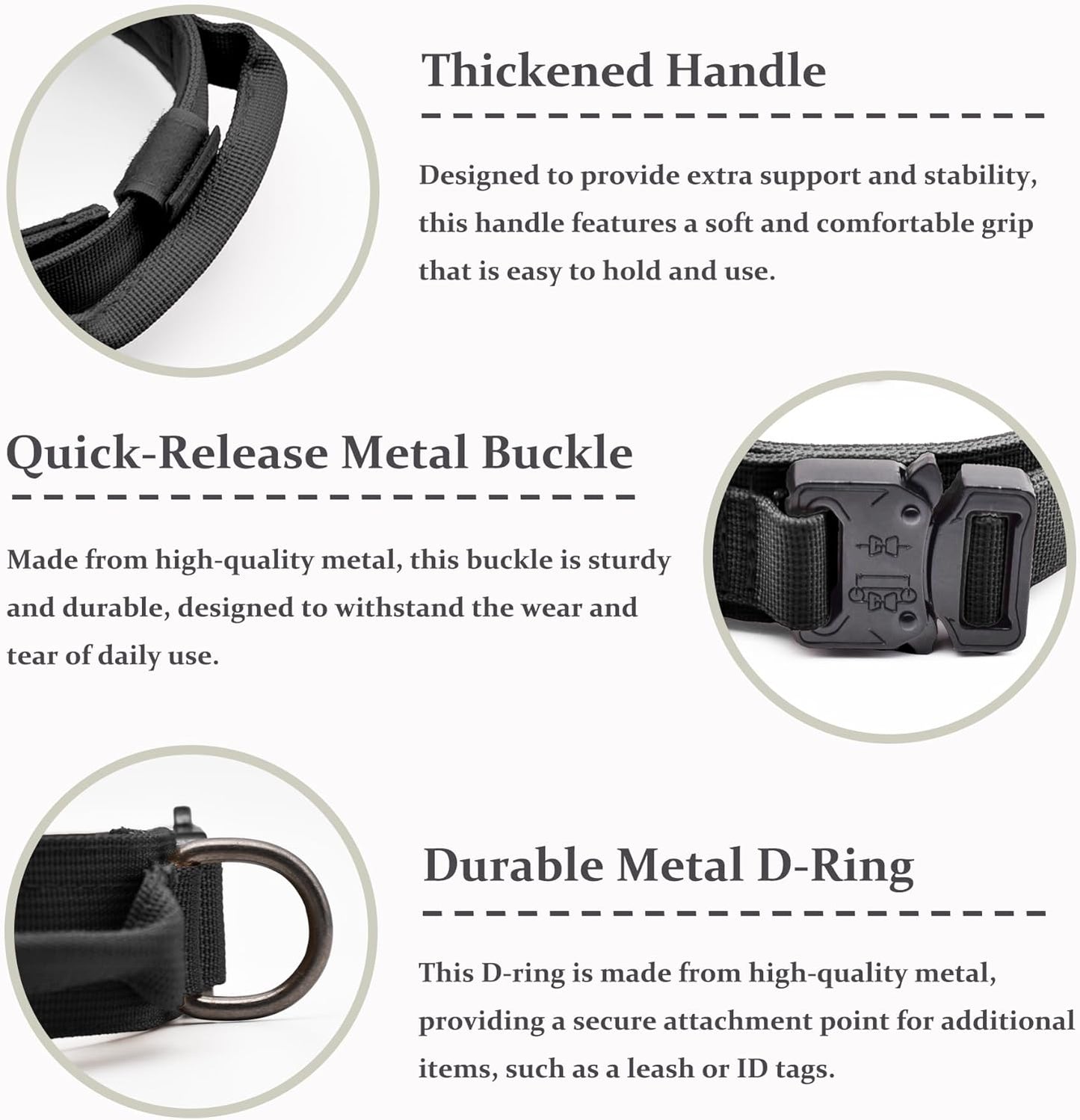 Black tactical military training collar for large dogs