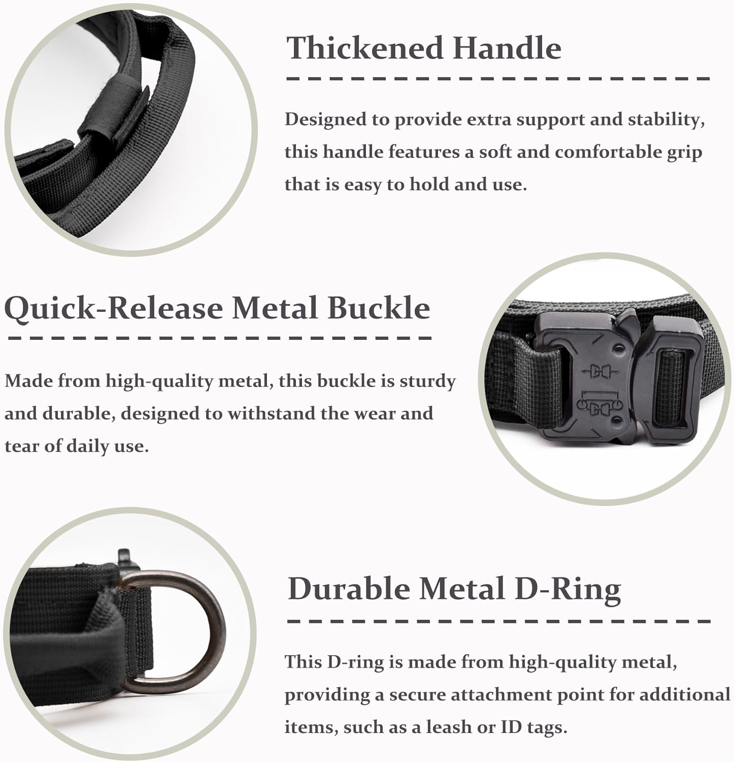 Black tactical military training collar for large dogs
