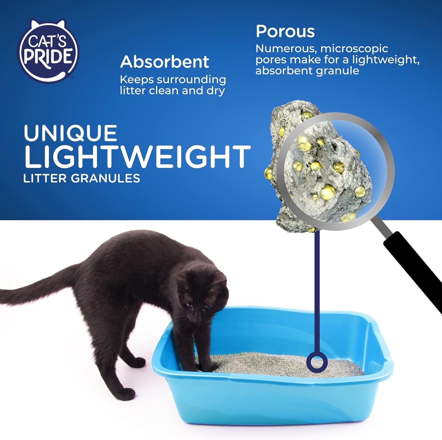Cat's Pride lightweight unscented cat litter pour side angle view