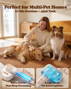 The complete Rorhxia steam dog brush kit including the specialized grooming shampoo packaging.