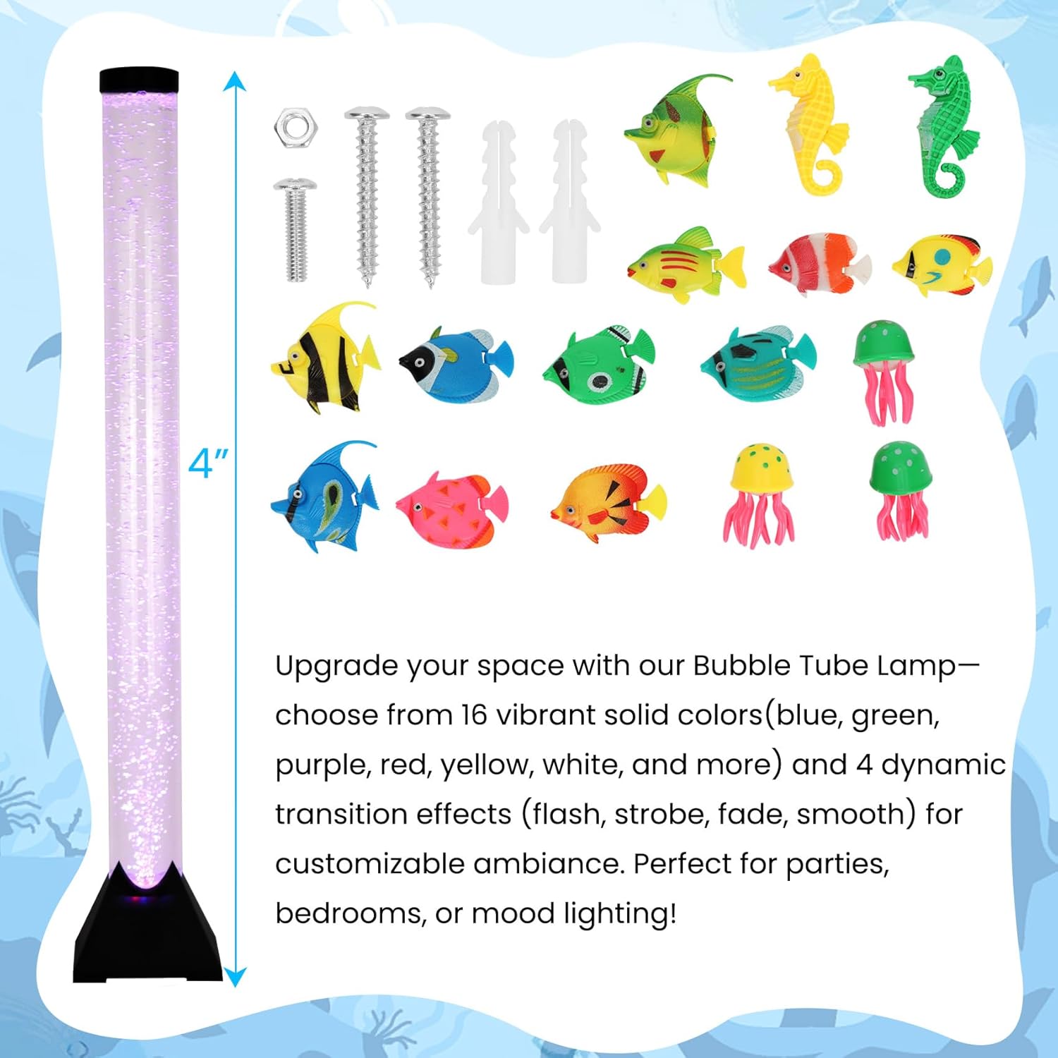Sensory bubble light tube setup demonstrating the secure wall bracket attachment