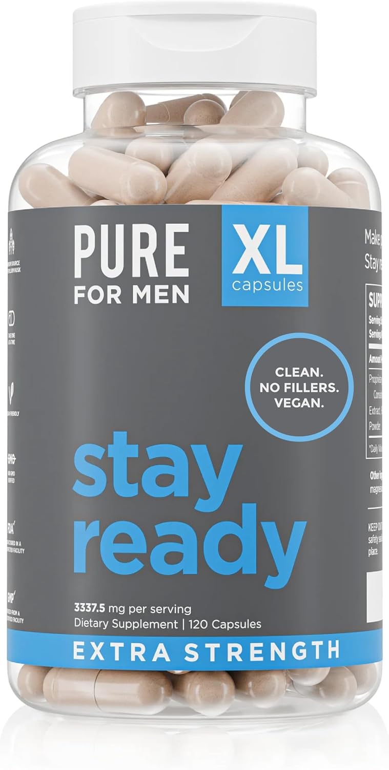 Pure for Men Stay Ready Fiber Supplement Psyllium Husk (120 Vegan Capsules) - Image 9
