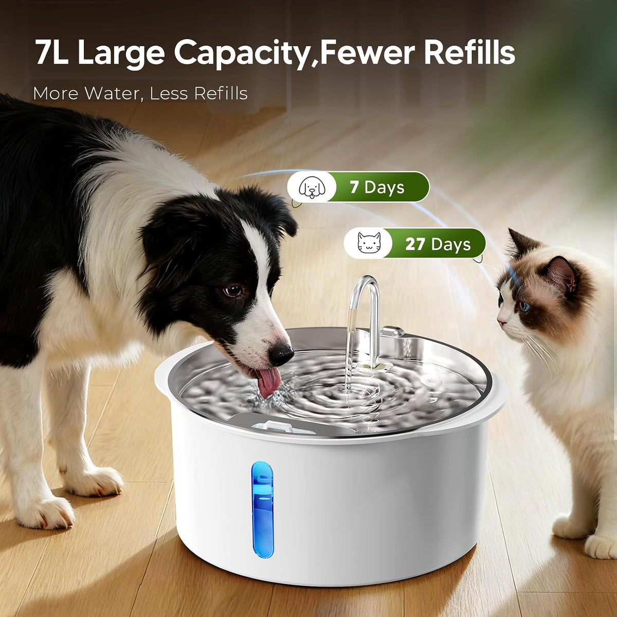 Pektaco pet fountain showing stainless steel drinking tray