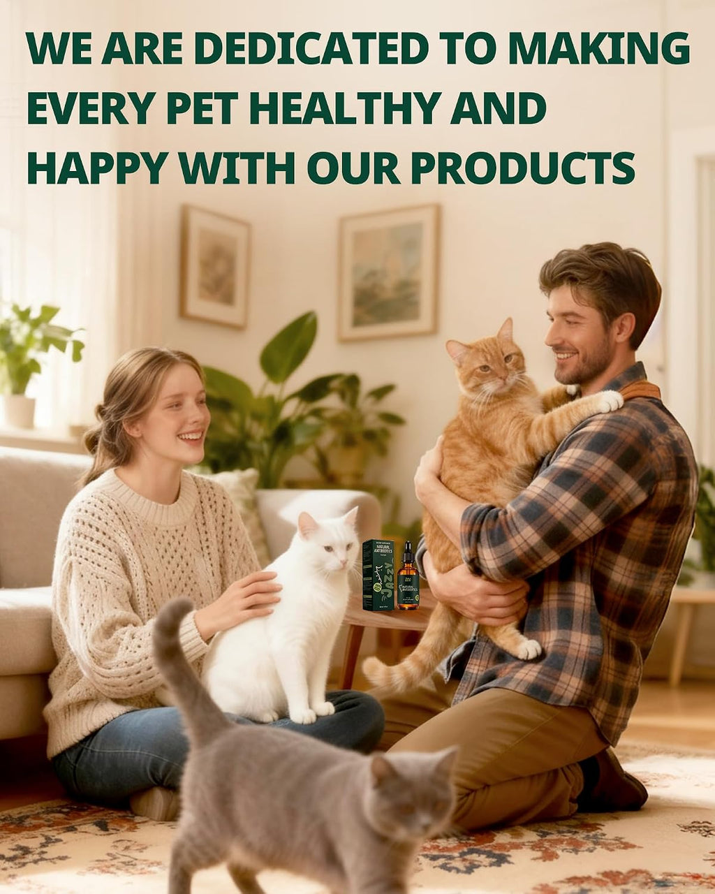 Authentic USA imported Petrivium natural cat health supplement container on plain background