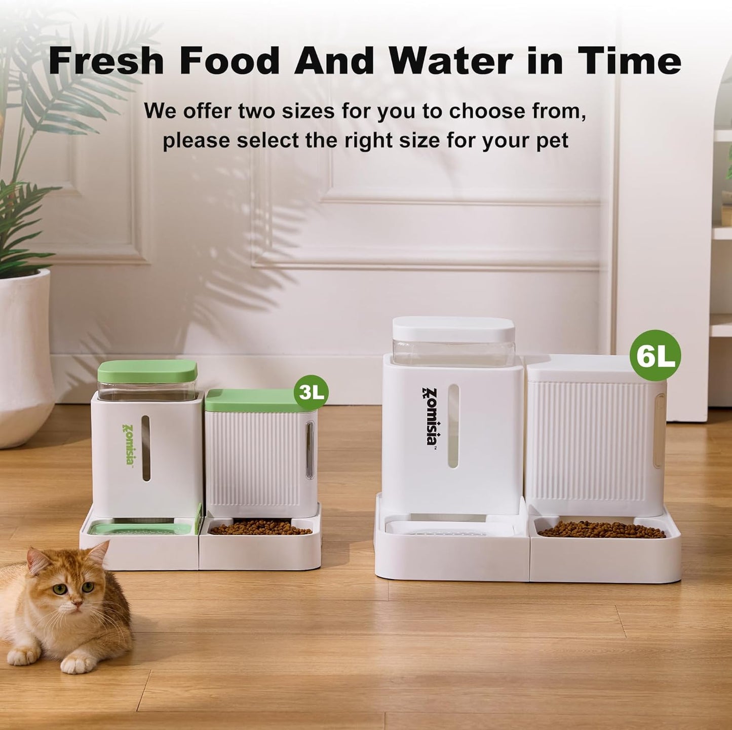 ZOMISIA double automatic self feeding bowls for small dogs