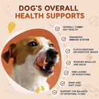 Six billion colony-forming units dog probiotic chewables by Zebora for relieving pet gas.