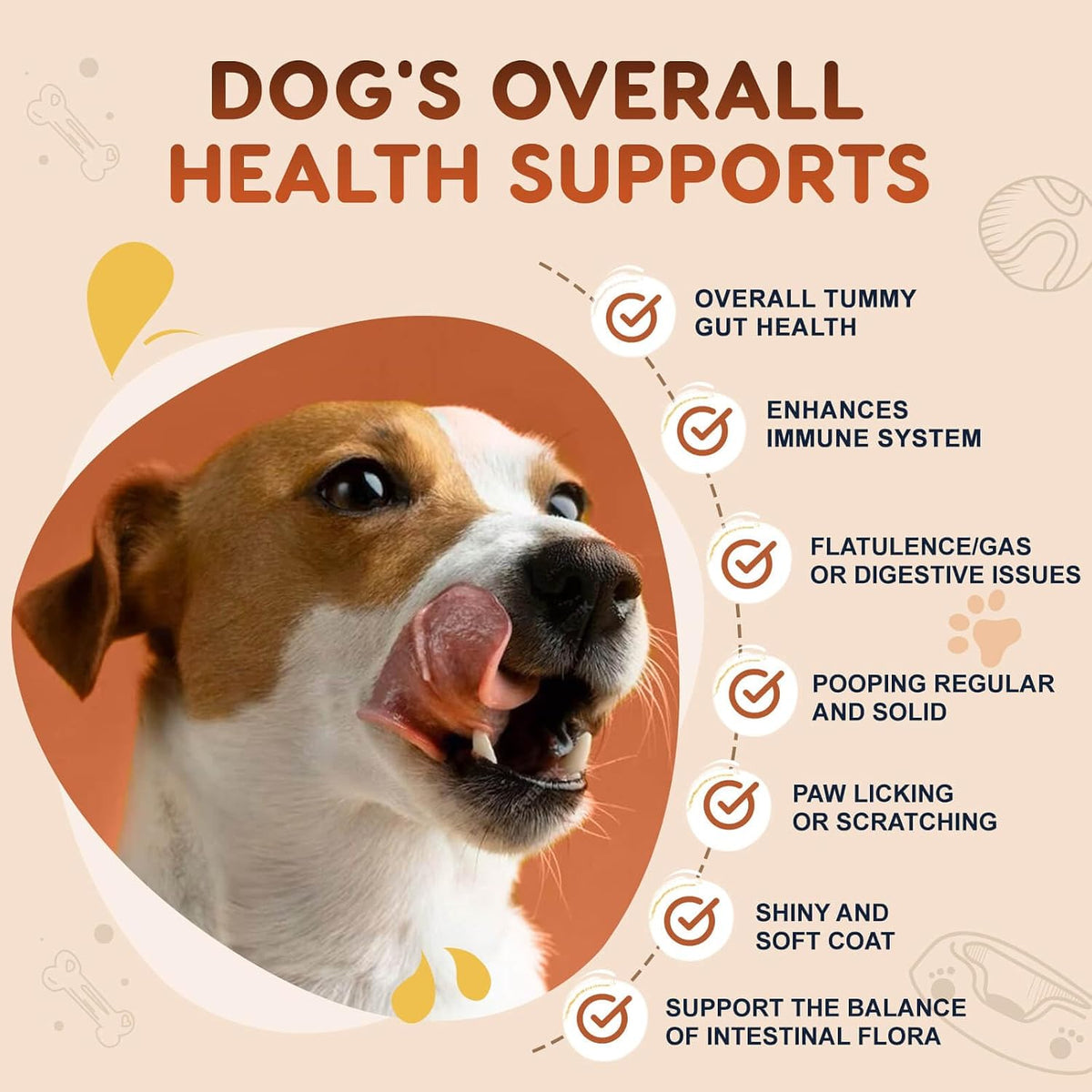 Six billion colony-forming units dog probiotic chewables by Zebora for relieving pet gas.