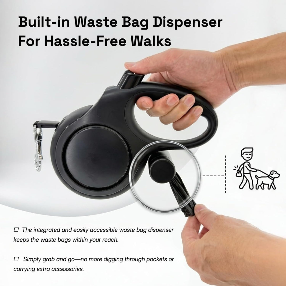 One-handed brake and lock system on dog leash