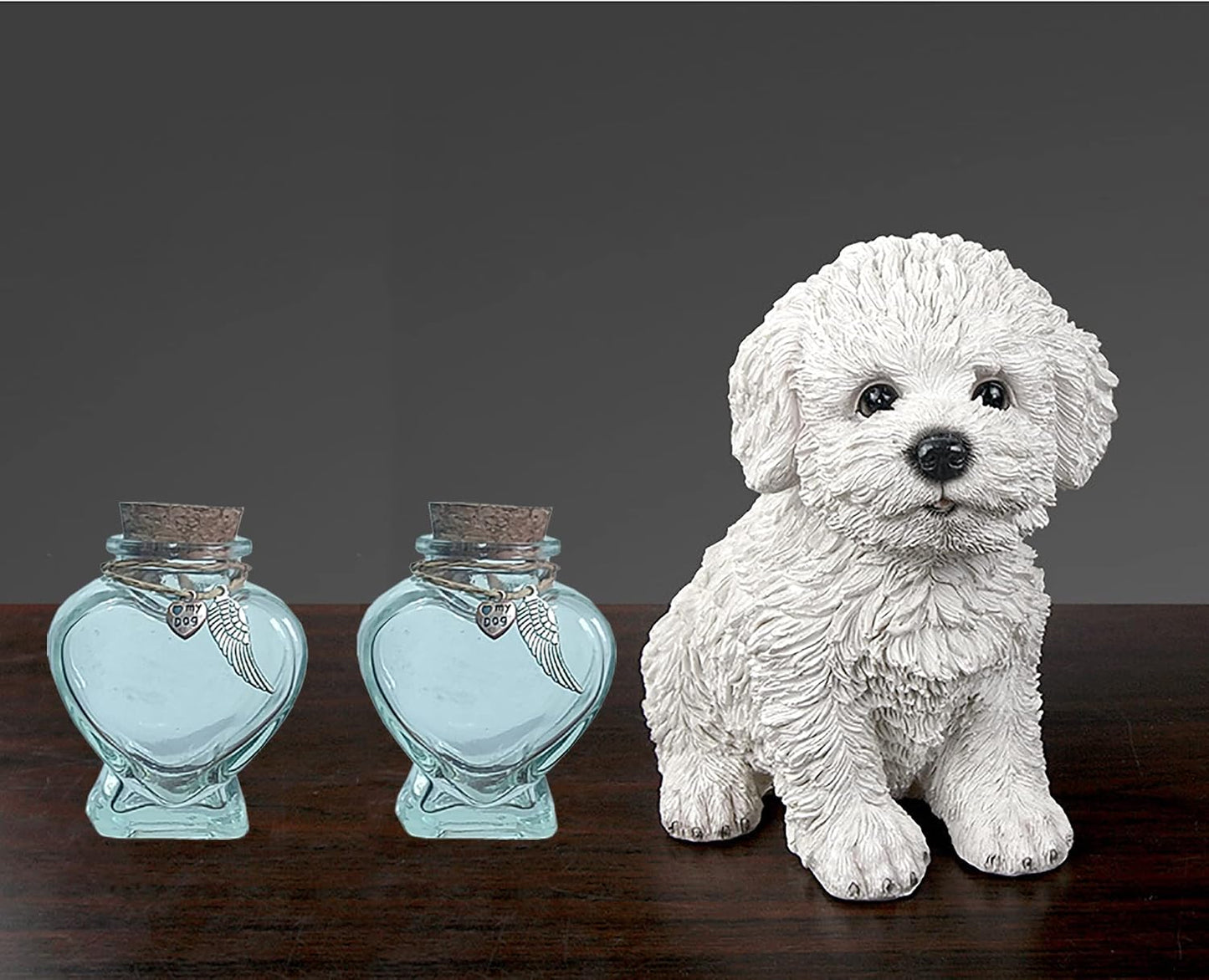 Heart shaped glass jar for dog and cat hair remembrance
