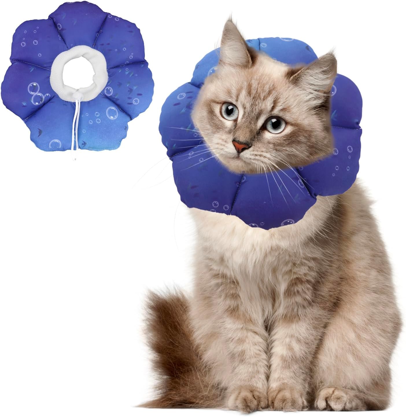Cat Soft Cone Collar, Adjustable Cat Recovery Cones to Stop Licking Wounds, Waterproof Pet Elizabethan Recovery Collar for Cats After Surgery (Green Leaf, M) - Image 9