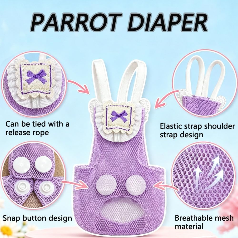6pcs Bird Diaper Summer Mesh Parrot Flight Suit - S - Image 2