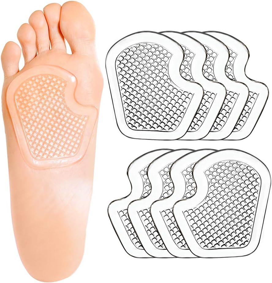 Kimihome Metatarsal Pads front view of clear gel cushions for foot pain