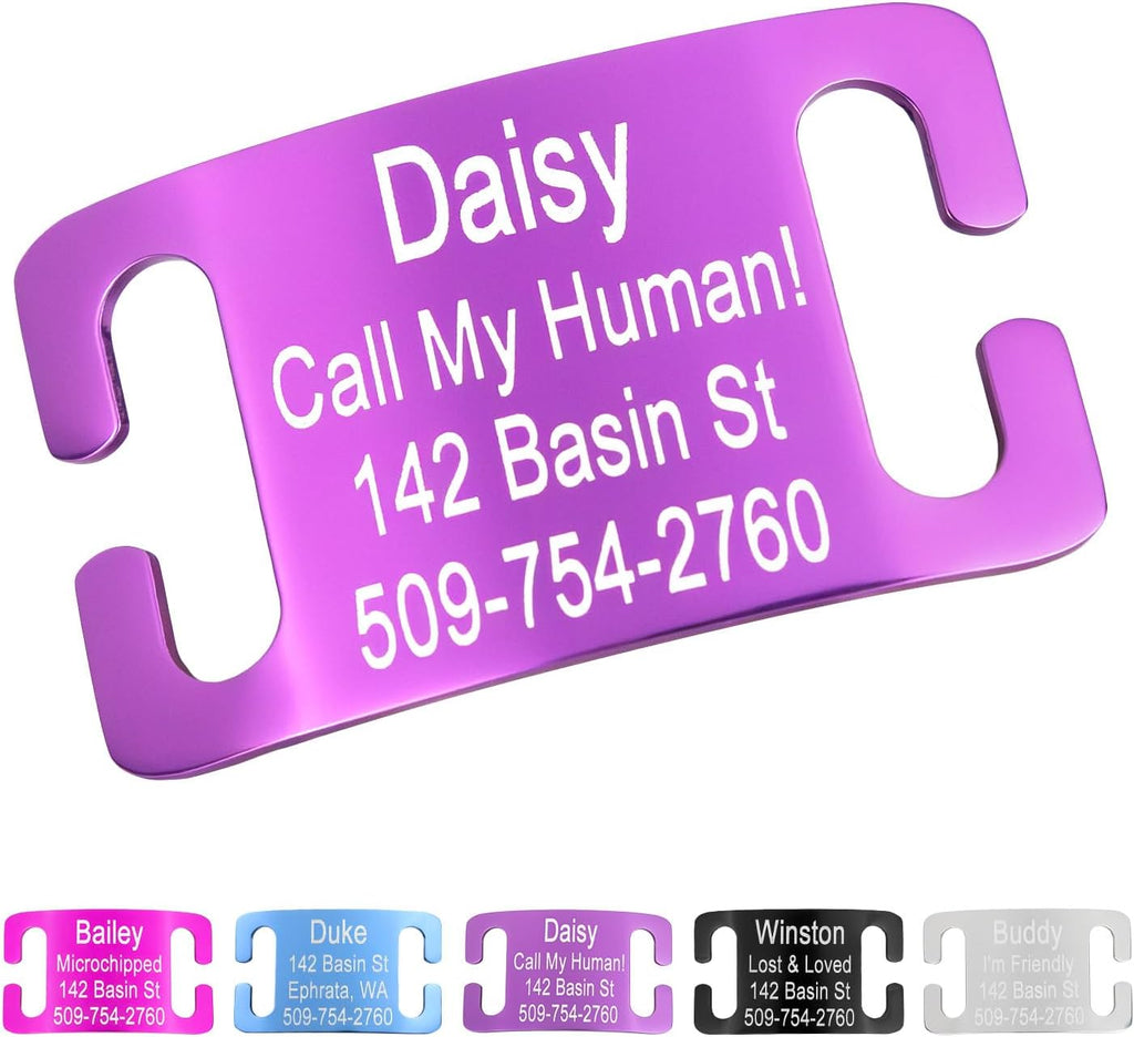 GoTags Slide-On Pet ID Tag, Curved Personalized Dog and Cat Nameplate, Silent, No Noise Aluminum, Custom Engraved in 4 Sizes for Large, Medium and Small Collars (Black) - Image 11
