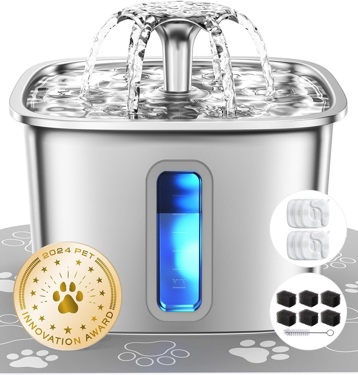 Veken Innovation Award Winner Stainless Steel Cat Water Fountain, 108oz, C1 - Image 14