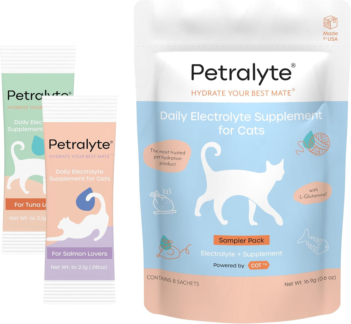 Petralyte Cat Hydration Electrolyte and Cat Joint Supplement | Hydration Support for Cats w/Glucosamine, Chondroitin, L-Glutamine, Taurine, Lysine & Prebiotics | for Chicken Lovers | 16 Packets - Image 11