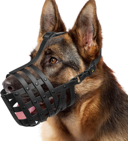 Mayerzon dog muzzle for medium large dogs black color front view