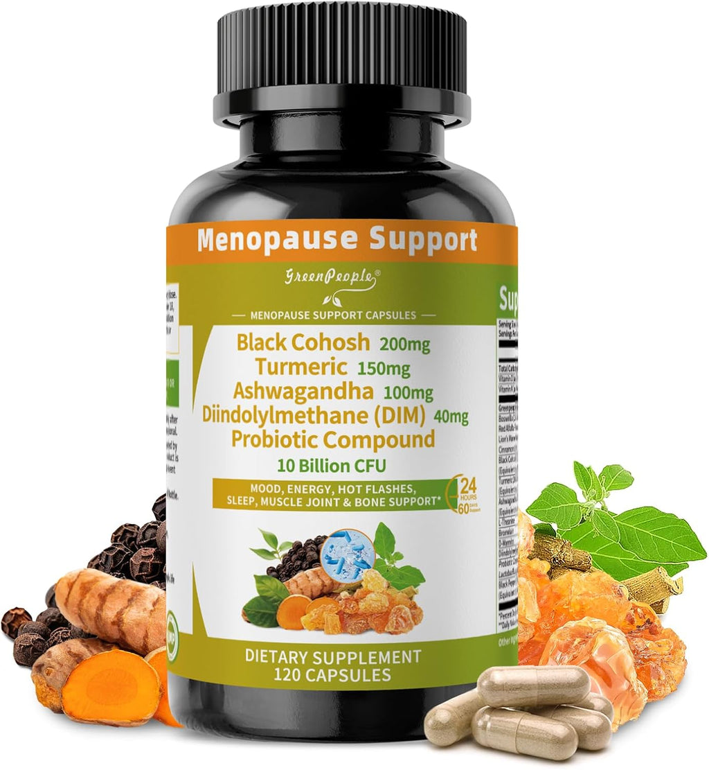GreenPeople Menopause Supplements bottle front view for hormonal support