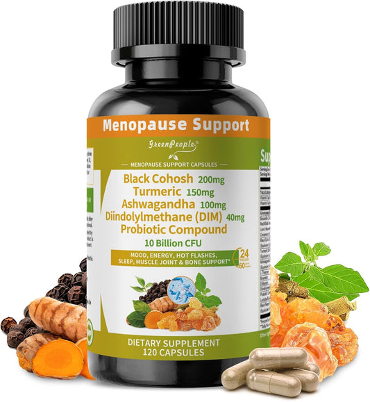 GreenPeople Menopause Supplements bottle front view for hormonal support