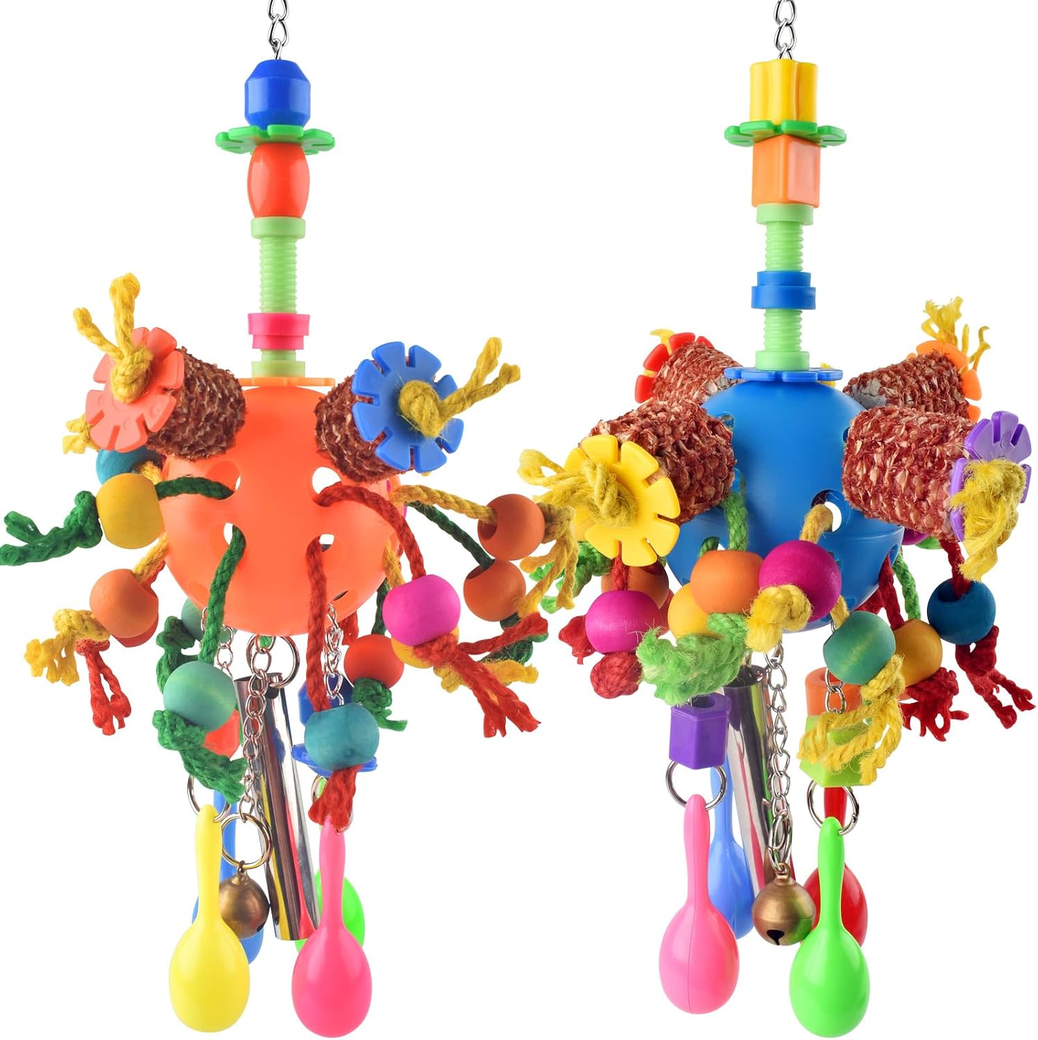 KATUMO Bird Toys, Parrot Toys Parakeet Foraging Shredder Hanging Toys Bird Ball Treats for Conure Mini Macaw Cockatiel Lovebird Small-Medium Birds - Image 9