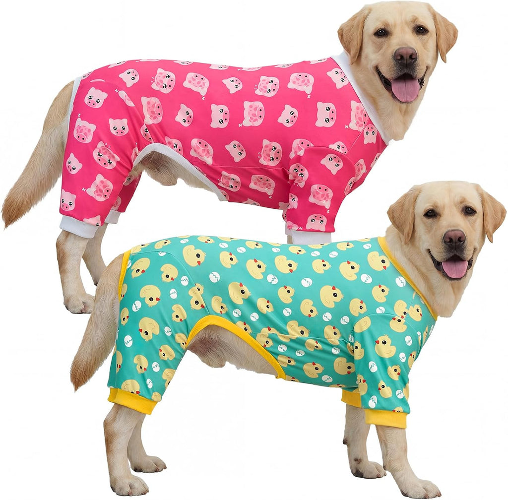 XPUDAC 2 pack dog pajamas front view on large breed dog