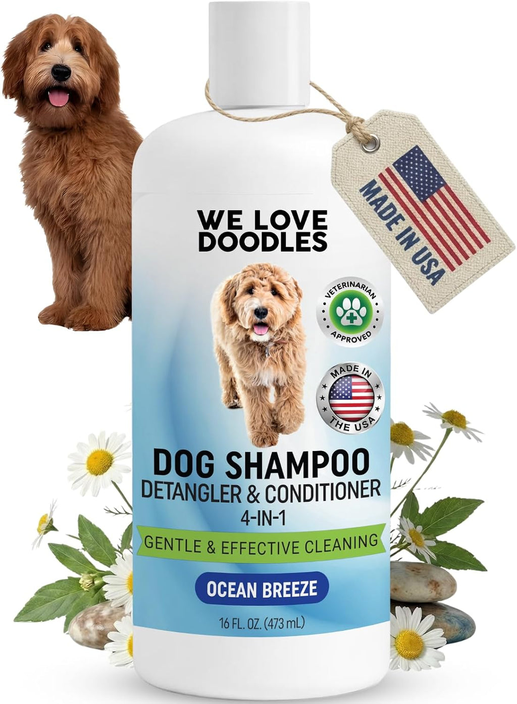 Dog Shampoo, Conditioner & Detangler - Best Shampoo for Goldendoodles, Poodles & Doodles Pet Hair - Hypoallergenic, Tearless, Sensitive Skin for Puppies & All Dog Breeds - Made in USA, 16OZ (Lavender) - Image 9