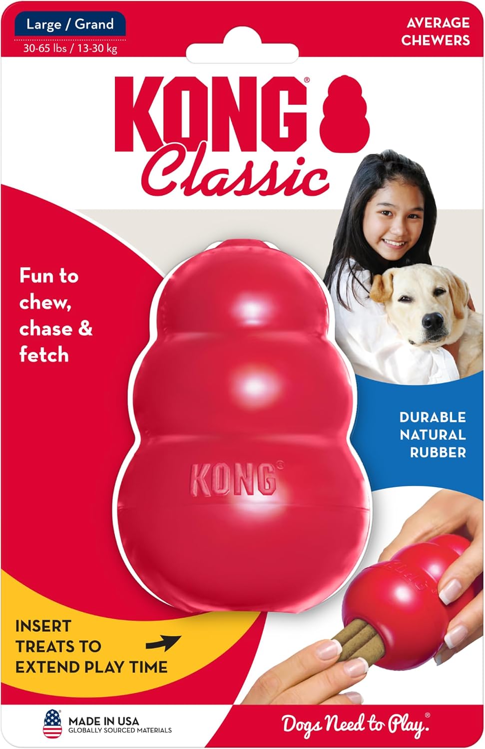 KONG Classic Stuffable Dog Toy - Fetch & Chew Toy for Dogs - Treat-Filling Capabilities & Erratic Bounce for Extended Play Time - Durable Natural Rubber Material - for Large Dogs - Image 10