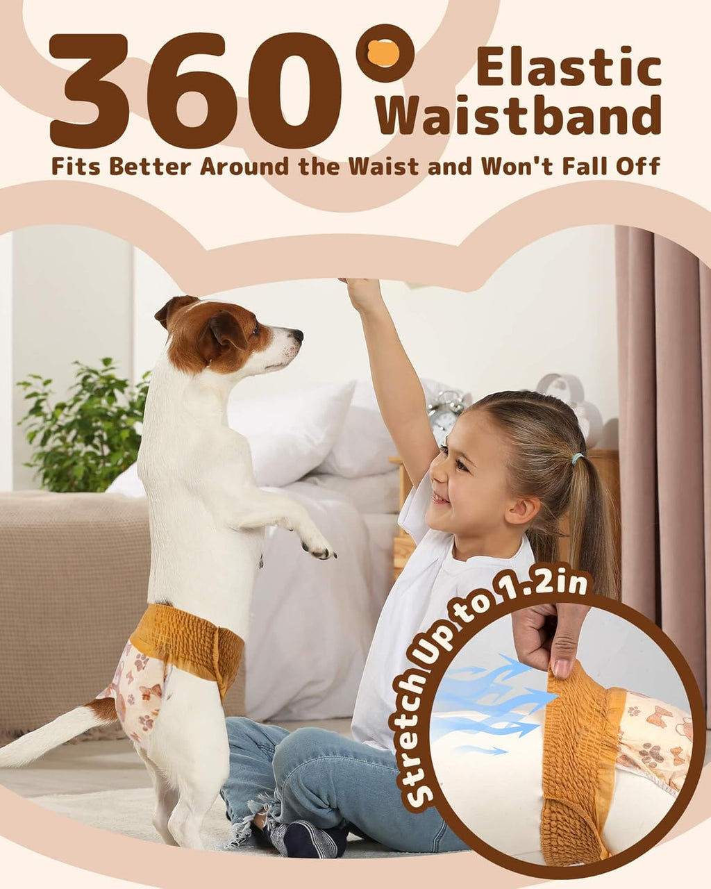Dono female puppy diapers highlighting the leak proof extended edge and tail hole structure