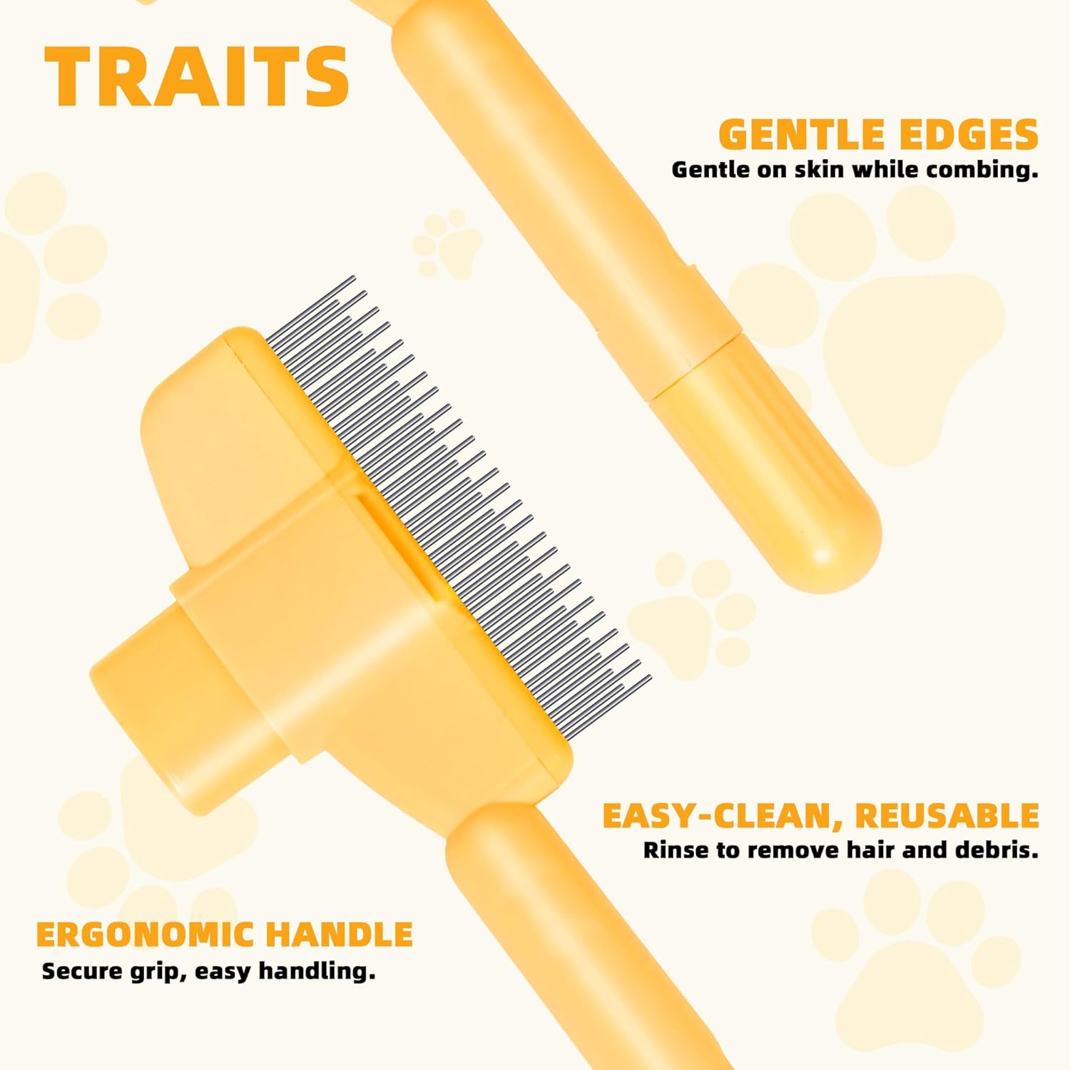 Ergonomic handle of Tuaoeef pet deshedding tool