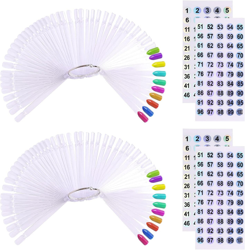 Upzigs fan shaped nail swatch sticks front view with number labels.