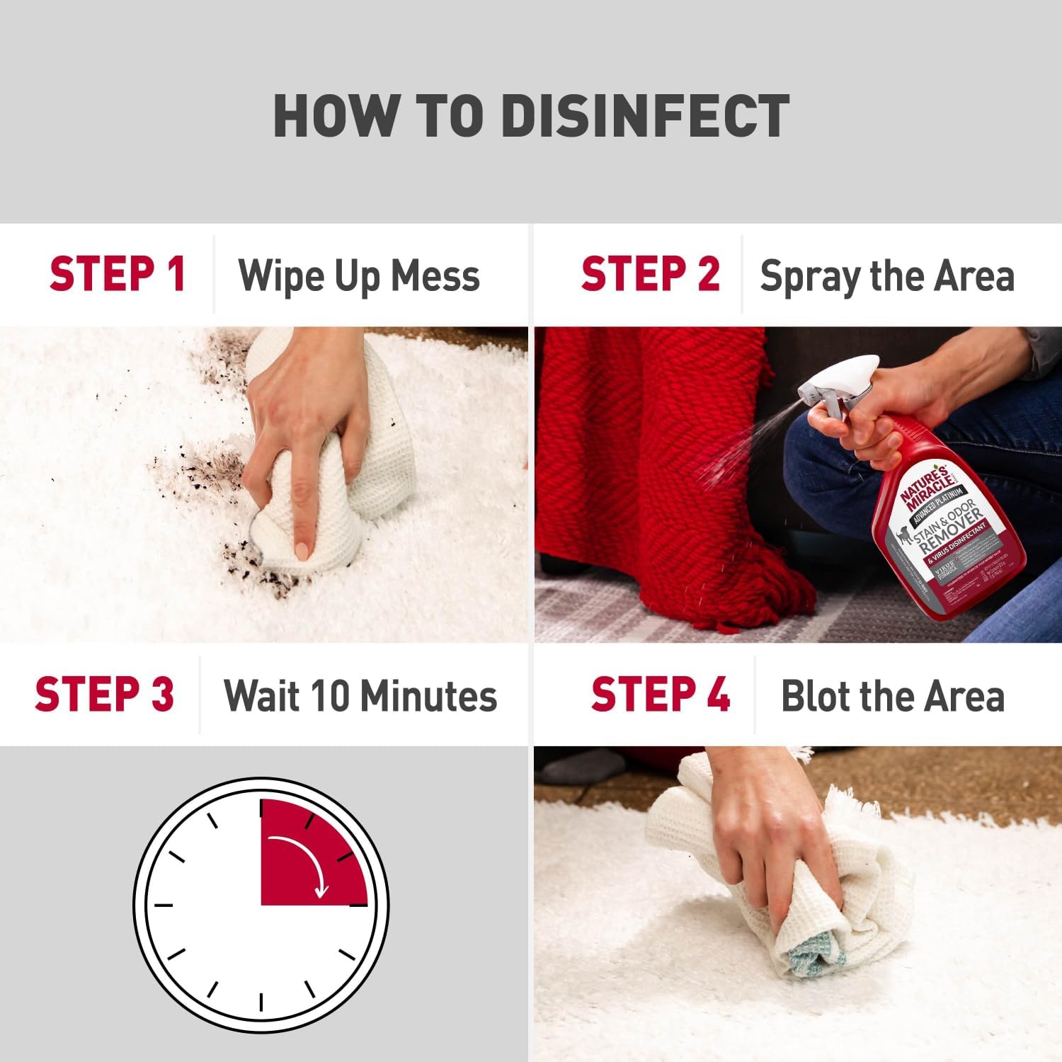 Professional grade pet stain and odor remover bottle