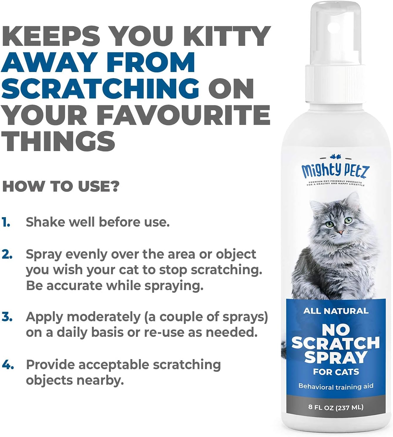 Mighty Petz eight ounce anti scratching solution close up