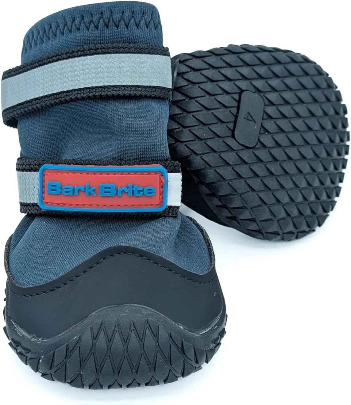 Bark Brite all terrain neoprene dog shoe front view stone blue