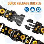 Side view of Kazazoo black sunflower martingale collar