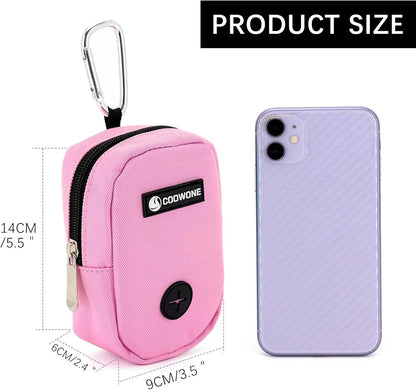 COOWONE puppy training pouch showing internal storage capacity for kibble and keys